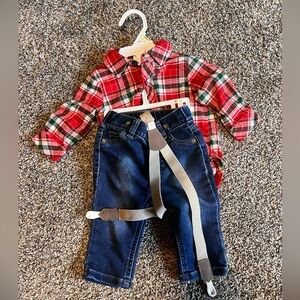 Cat & Jack Christmas Plaid Baby Boy Outfit